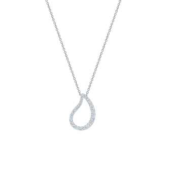 Bijoux Birks 18k White Gold 0.43cttw Diamond Large Petale Pendant 15-18" Bijoux Birks 18k White Gold 0.43cttw Diamond Large Petale Pendant 15-18"