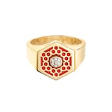 Birks Birks Bee Chic Red Enamel And Diamond Hexagon Signet Ring