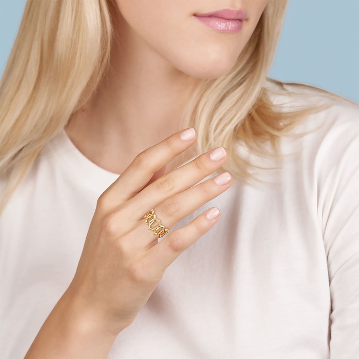 Bijoux Birks Birks Bee Chic Bold Gold Yellow Gold Link Ring - Ring Size N