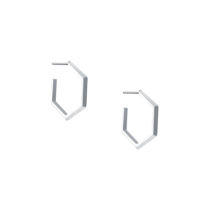 Birks Bee Chic Medium Silver Hexagon Hoop Earrings