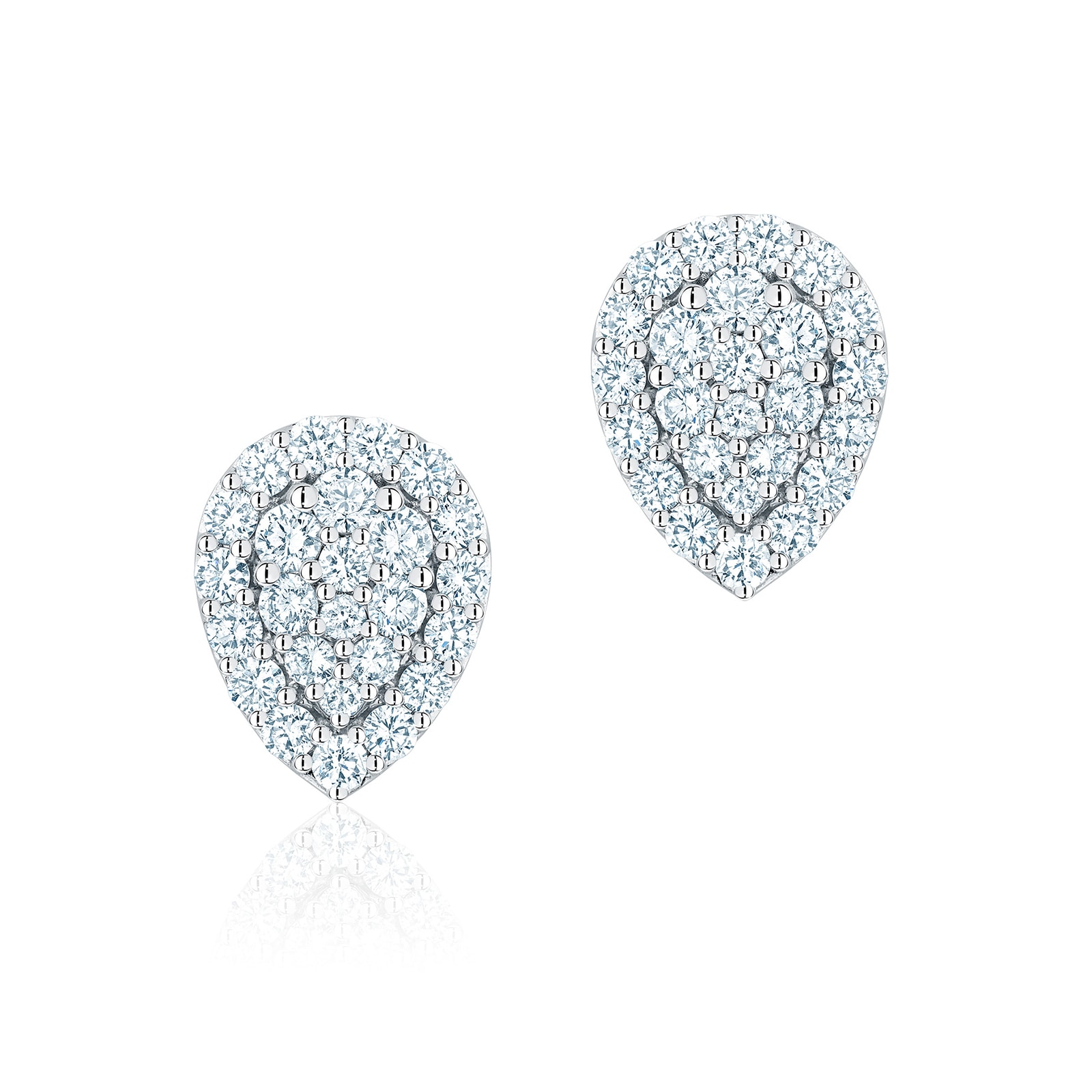 Snowflake Diamond Pear Stud Earrings