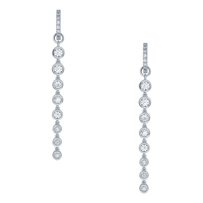 Bijoux Birks 18k White Gold Splash 0.86cttw Diamond Hoop Drop Earrings