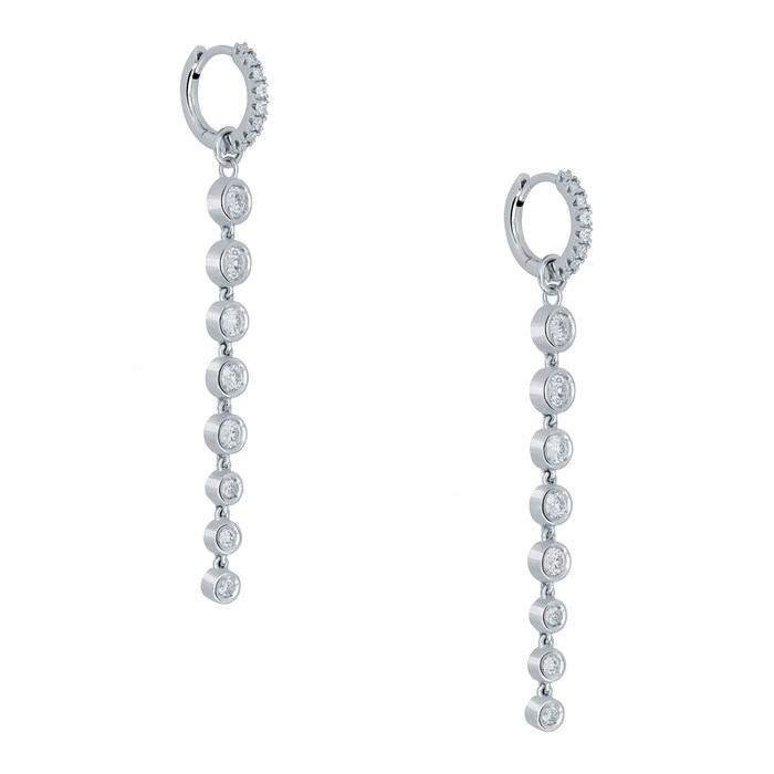 Bijoux Birks 18k White Gold Splash 0.86cttw Diamond Hoop Drop Earrings