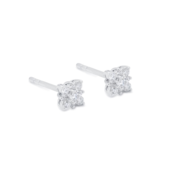 Birks 18ct White Gold 0.17ct Diamond Cluster Snowflake Earrings