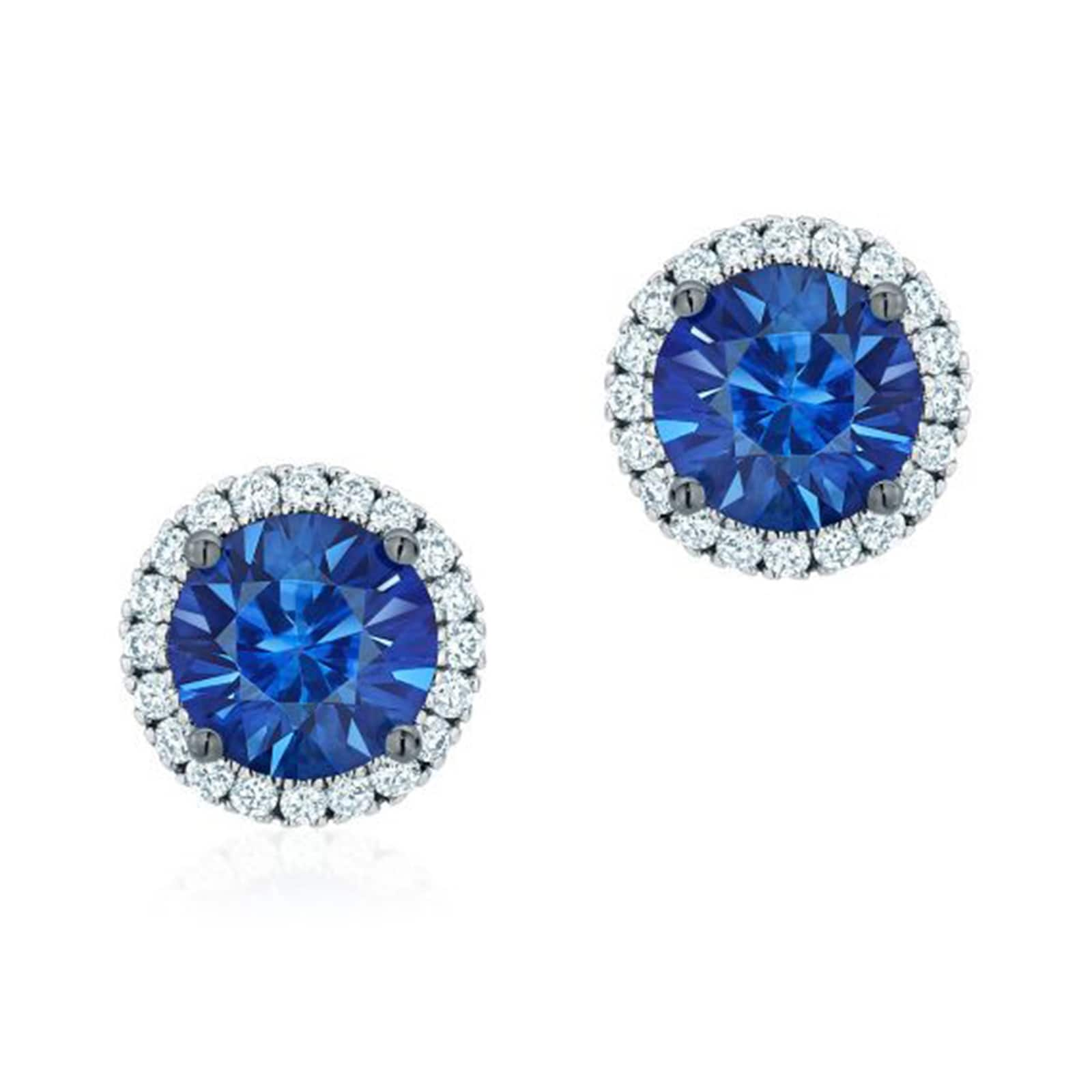 Bijoux Birks 18ct White Gold 0.14ct Diamond & Sapphire Rosée Du Matin Earrings