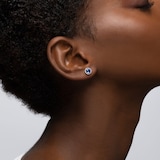 Bijoux Birks 18ct White Gold 0.14ct Diamond & Sapphire Rosée Du Matin Earrings