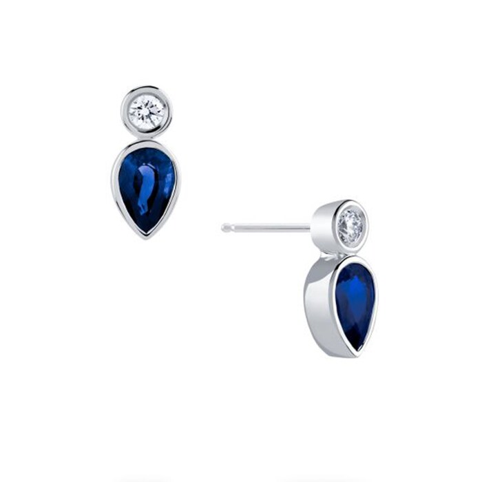 Bijoux Birks 18ct White Gold 0.10ct Diamond & Sapphire Splash Earrings