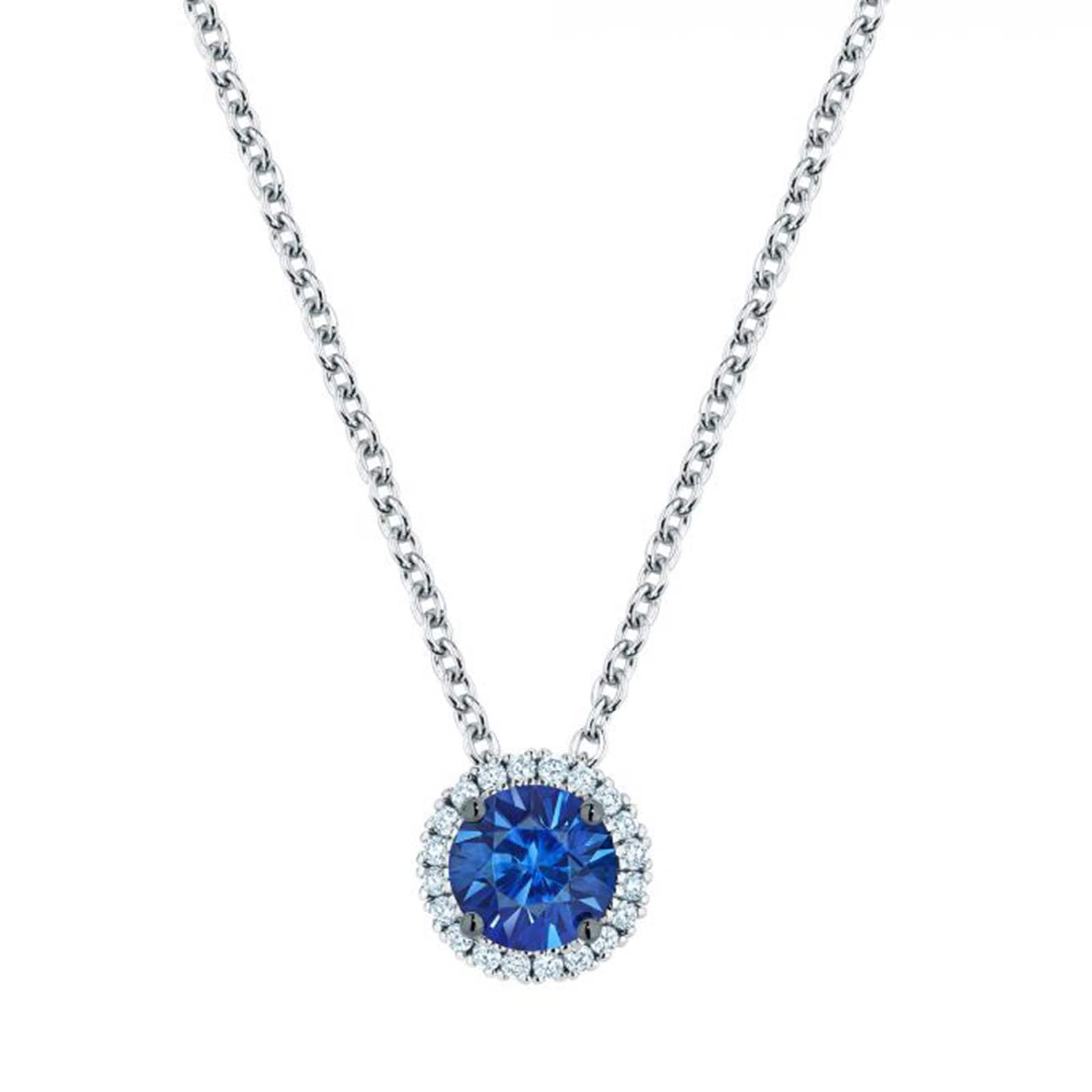 18ct White Gold 0.07ct Diamond & Sapphire Rosée Du Matin Pendant