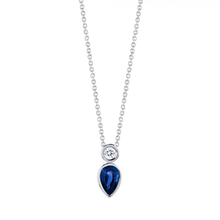 Bijoux Birks 18ct White Gold 0.05ct Diamond & Sapphire Splash Pendant