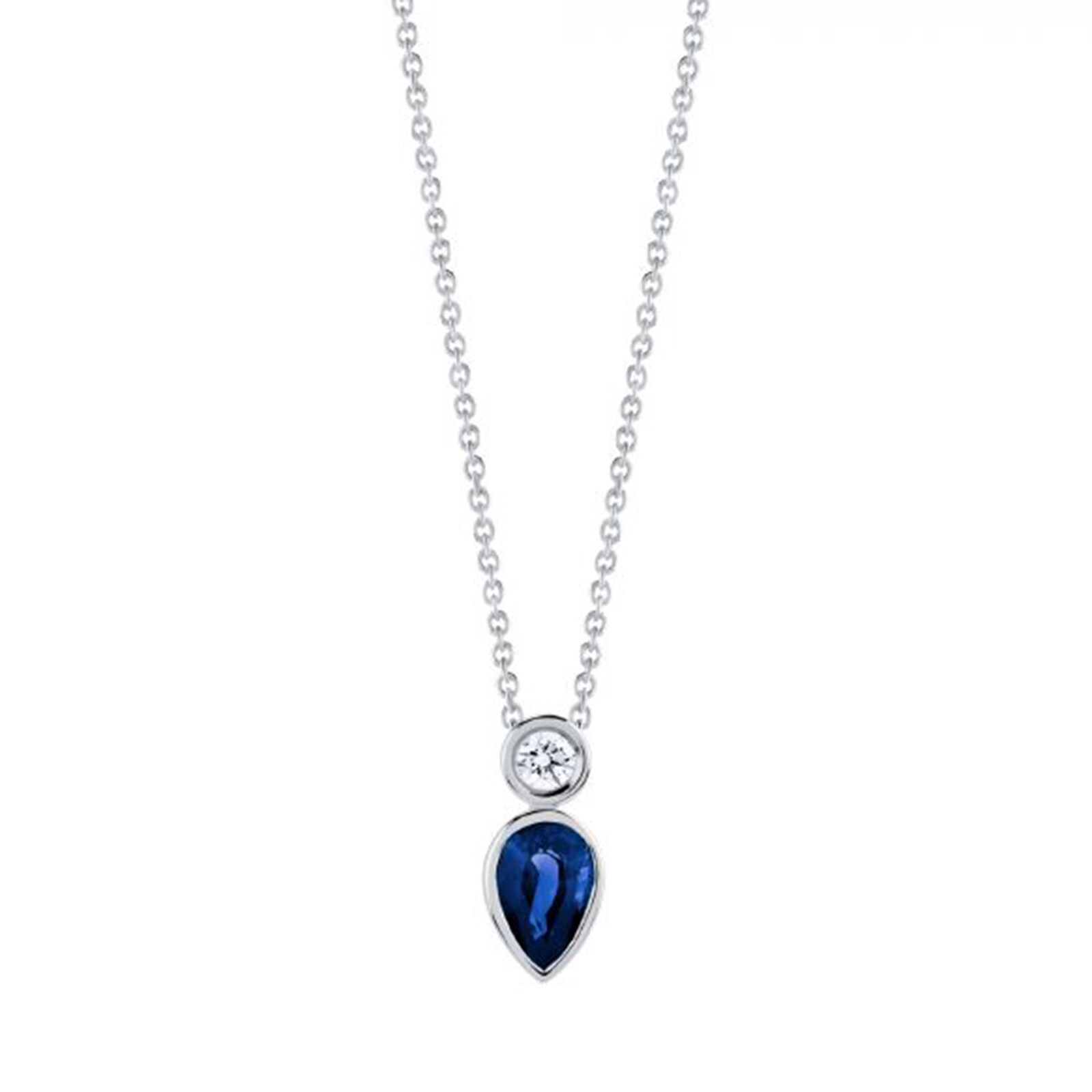 Bijoux Birks 18ct White Gold 0.05ct Diamond & Sapphire Splash Pendant