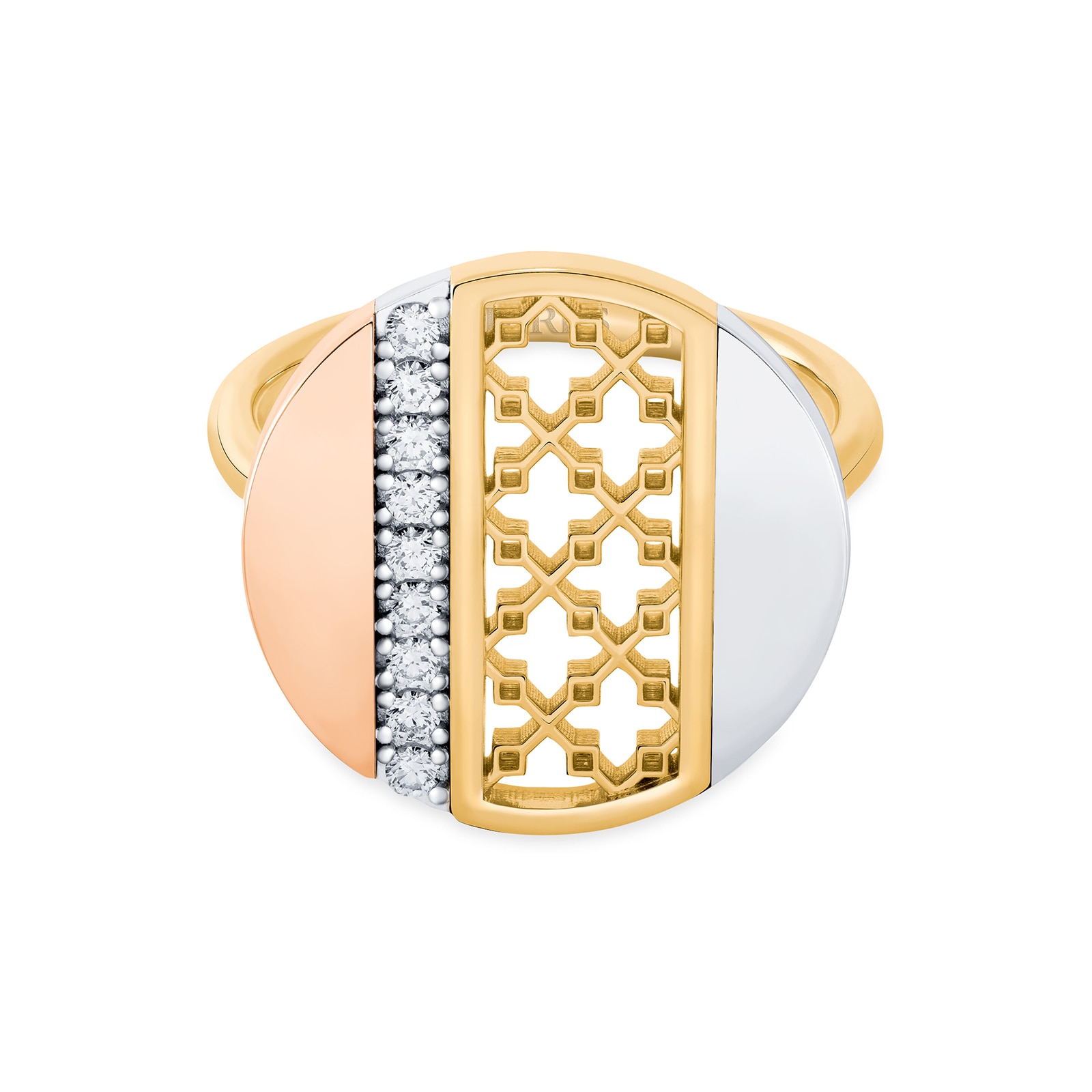 Bijoux Birks 18k Tri-Gold 0.16cttw Diamond Dare to Dream Circle Ring Size 6.5