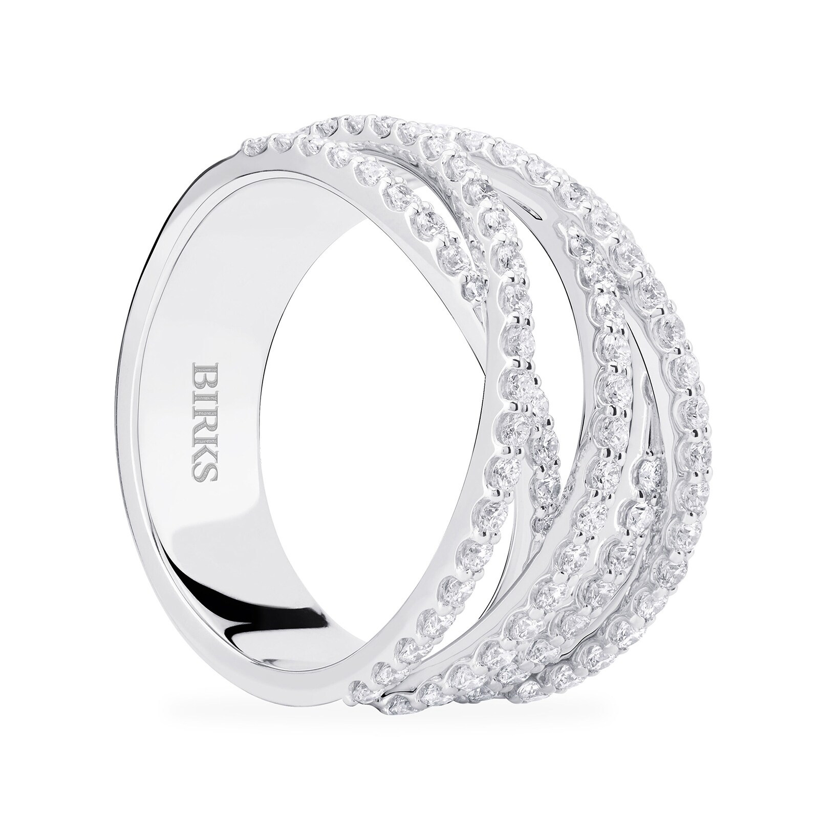 Bijoux Birks 18k White Gold 1.03cttw Diamond Rosee Du Matin Entwined Open Ring Size 7