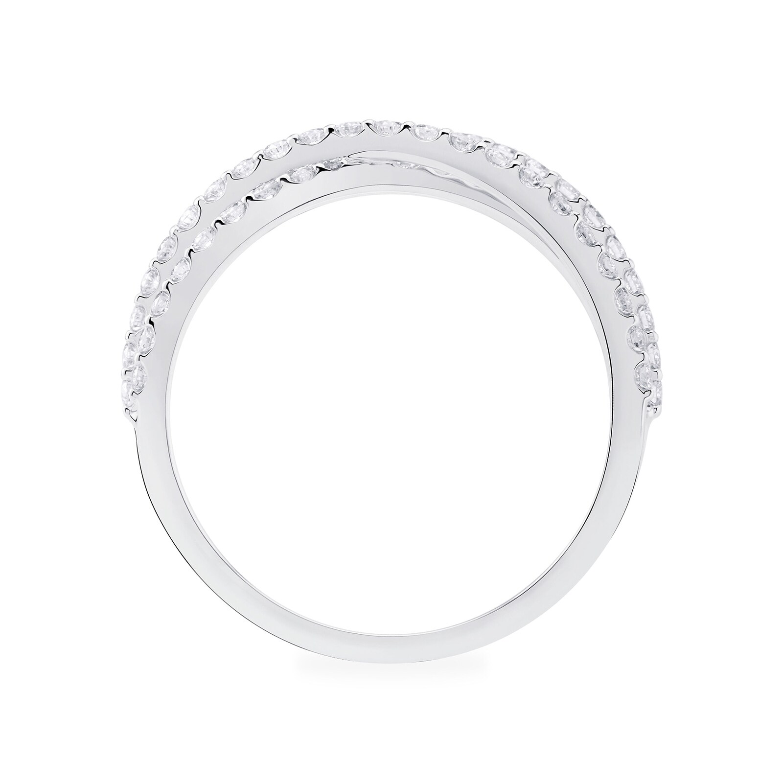 Bijoux Birks 18k White Gold 1.03cttw Diamond Rosee Du Matin Entwined Open Ring Size 7