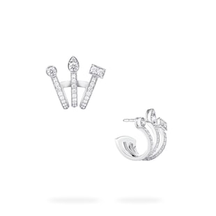 Bijoux Birks 18k White Gold 1.04cttw Diamond Splash 3 Hoop Earrings