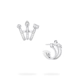 BIRKS 18k White Gold 1.04cttw Diamond Splash 3 Hoop Earrings