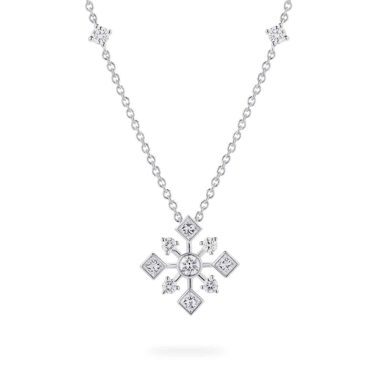 18ct White Gold 0.58ct Diamond Snowflake Pendant image