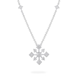 37510918 - 18ct White Gold 0.58ct Diamond Snowflake Pendant