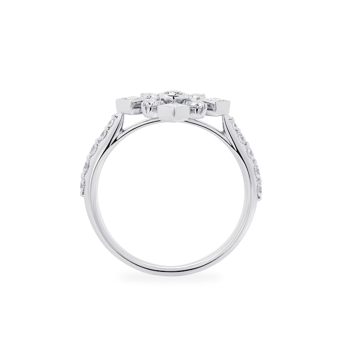 Bijoux Birks 18ct White Gold 0.76ct Diamond Snowflake Ring - Size L.5