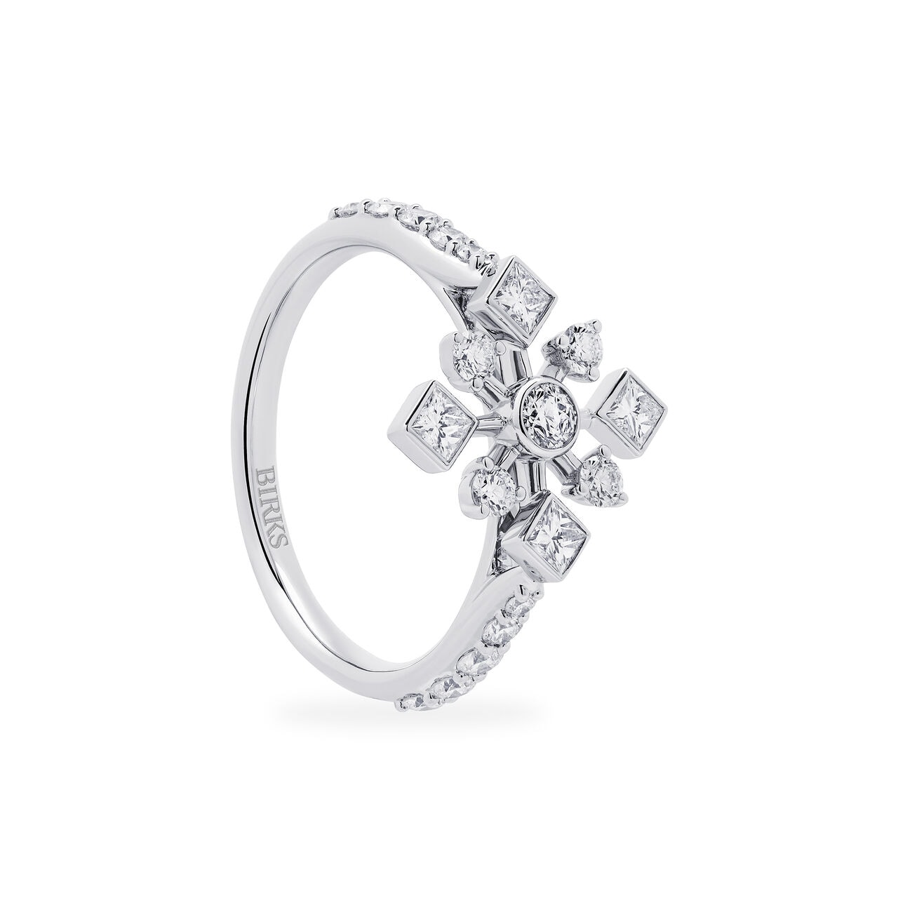Bijoux Birks 18ct White Gold 0.76ct Diamond Snowflake Ring - Size L.5