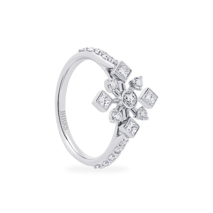 Bijoux Birks 18ct White Gold 0.76ct Diamond Snowflake Ring - Size L.5