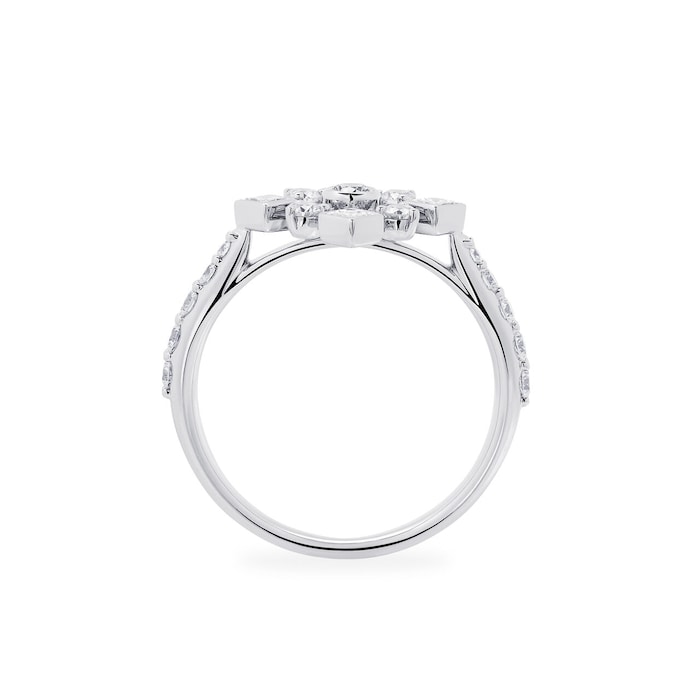 Bijoux Birks 18ct White Gold 0.76ct Diamond Snowflake Ring - Size P.5