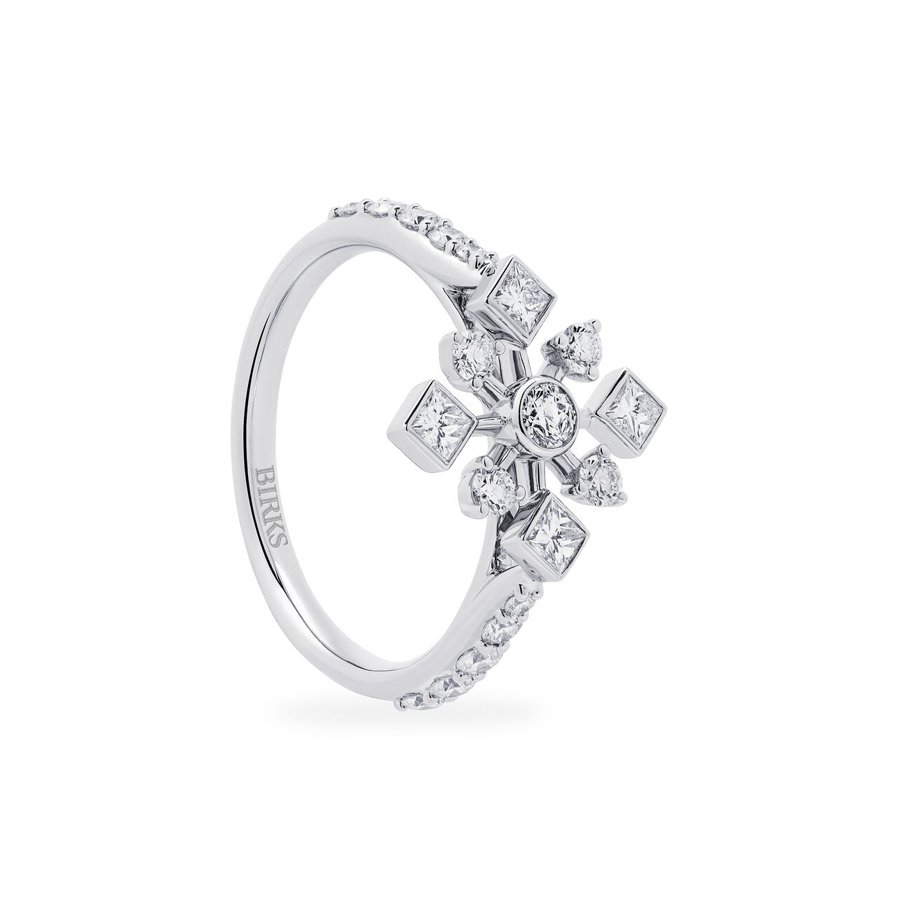 Bijoux Birks 18ct White Gold 0.76ct Diamond Snowflake Ring Size