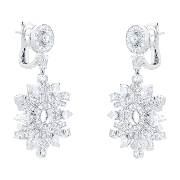 Bijoux Birks 18ct White Gold 5.38ct Diamond Snowflake Drop Earrings