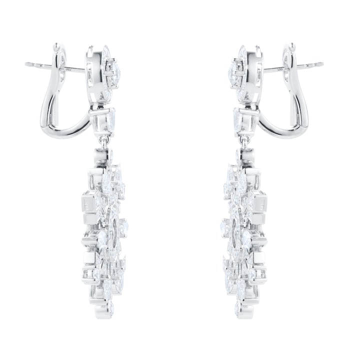 Bijoux Birks 18ct White Gold 5.38ct Diamond Snowflake Drop Earrings