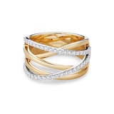 Bijoux Birks 18k Yellow and White Gold 0.41cttw Diamond Rosee du Matin Ring Size 7