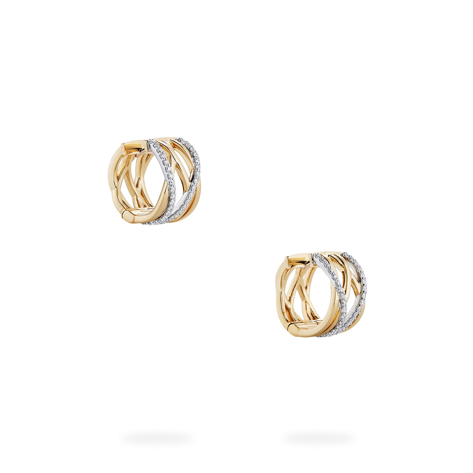 Bijoux Birks 18k Yellow and White Gold 0.35cttw Diamond Rosee du Matin Small Hoop Earrings Bijoux Birks 18k Yellow and White Gold 0.35cttw Diamond Rosee du Matin Small Hoop Earrings
