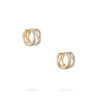 Bijoux Birks 18k Yellow and White Gold 0.35cttw Diamond Rosee du Matin Small Hoop Earrings Bijoux Birks 18k Yellow and White Gold 0.35cttw Diamond Rosee du Matin Small Hoop Earrings
