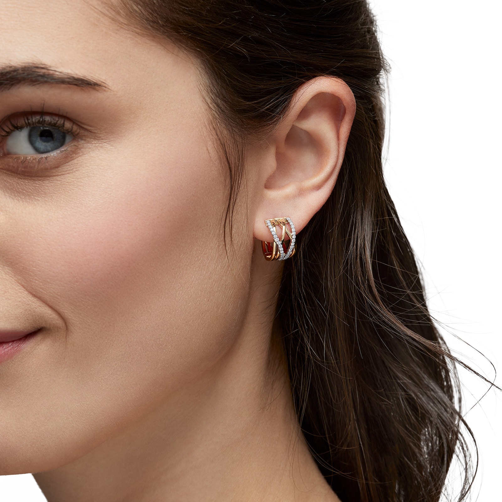 Bijoux Birks 18k Yellow and White Gold 0.35cttw Diamond Rosee du Matin Small Hoop Earrings Bijoux Birks 18k Yellow and White Gold 0.35cttw Diamond Rosee du Matin Small Hoop Earrings