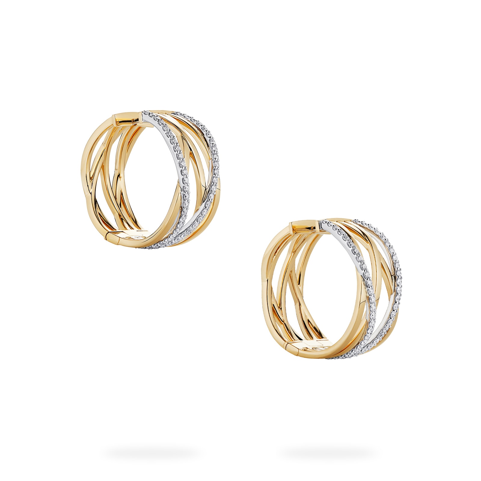 Bijoux Birks 18k Yellow and White Gold 0.99cttw Diamond Rosee du Matin Large Hoop Earrings Bijoux Birks 18k Yellow and White Gold 0.99cttw Diamond Rosee du Matin Large Hoop Earrings