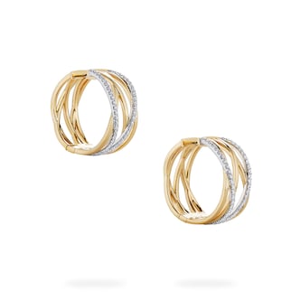 Bijoux Birks 18k Yellow and White Gold 0.99cttw Diamond Rosee du Matin Large Hoop Earrings Bijoux Birks 18k Yellow and White Gold 0.99cttw Diamond Rosee du Matin Large Hoop Earrings
