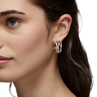 Bijoux Birks 18k Yellow and White Gold 0.99cttw Diamond Rosee du Matin Large Hoop Earrings Bijoux Birks 18k Yellow and White Gold 0.99cttw Diamond Rosee du Matin Large Hoop Earrings