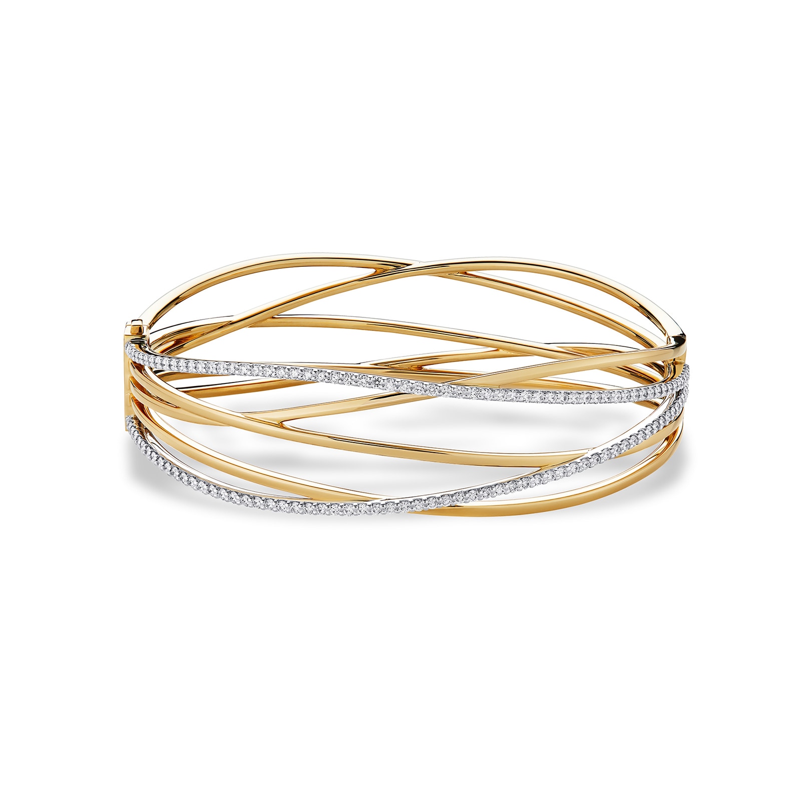 Bijoux Birks 18k Yellow and White Gold 1.11cttw Diamond Rosee du Matin Bangle