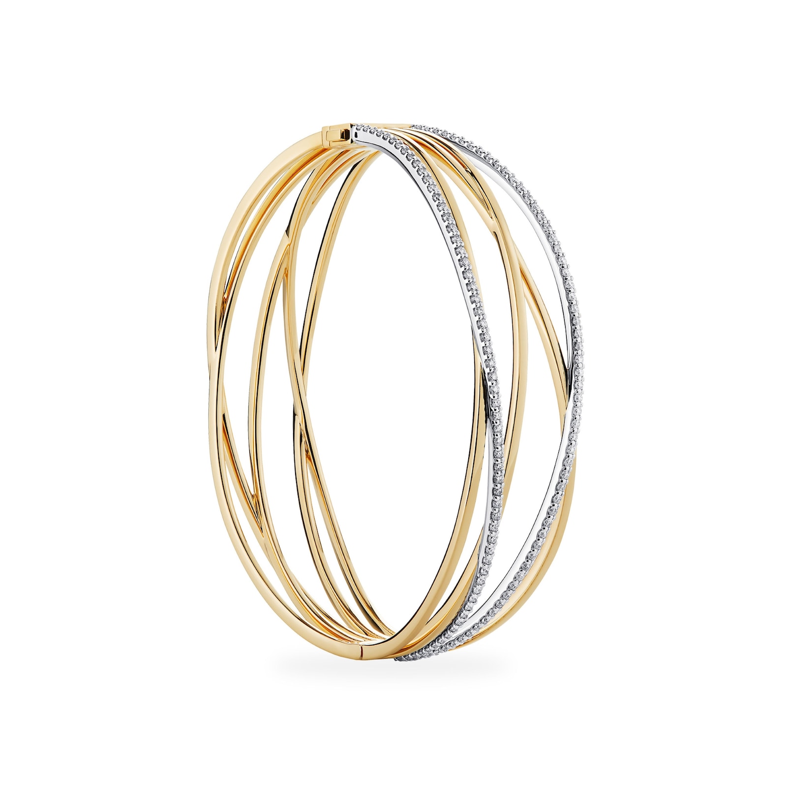 Bijoux Birks 18k Yellow and White Gold 1.11cttw Diamond Rosee du Matin Bangle