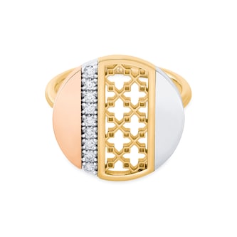 Bijoux Birks Dare to Dream 18ct Tri-Gold 0.16ct Diamond Circle Ring