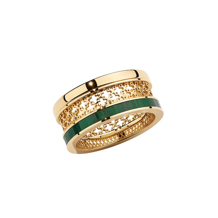 Bijoux Birks Dare to Dream 18ct Yellow Gold Diamond & Malachite Ring