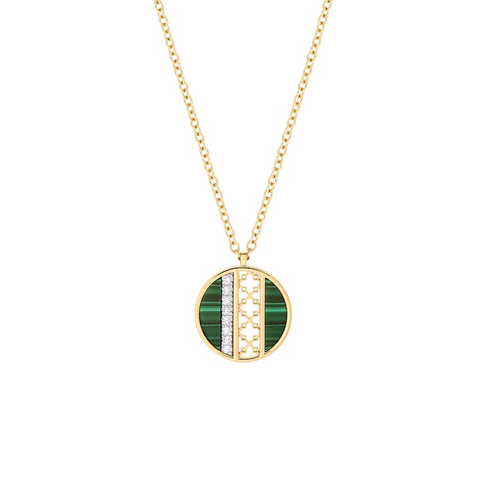 Bijoux Birks 18k Yellow Gold Diamond and Malachite Dare to Dream Openwork 18mm Pendant 18"