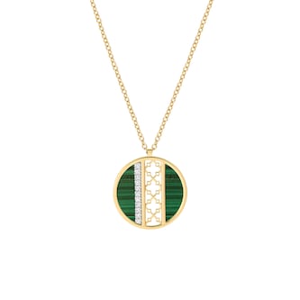 Bijoux Birks 18k Yellow Gold Diamond and Malachite Dare to Dream Openwork 25mm Pendant 32"