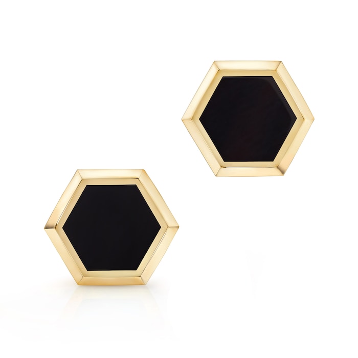 Bijoux Birks 18k Yellow Gold Black Onyx Bee Chic Stud Earrings