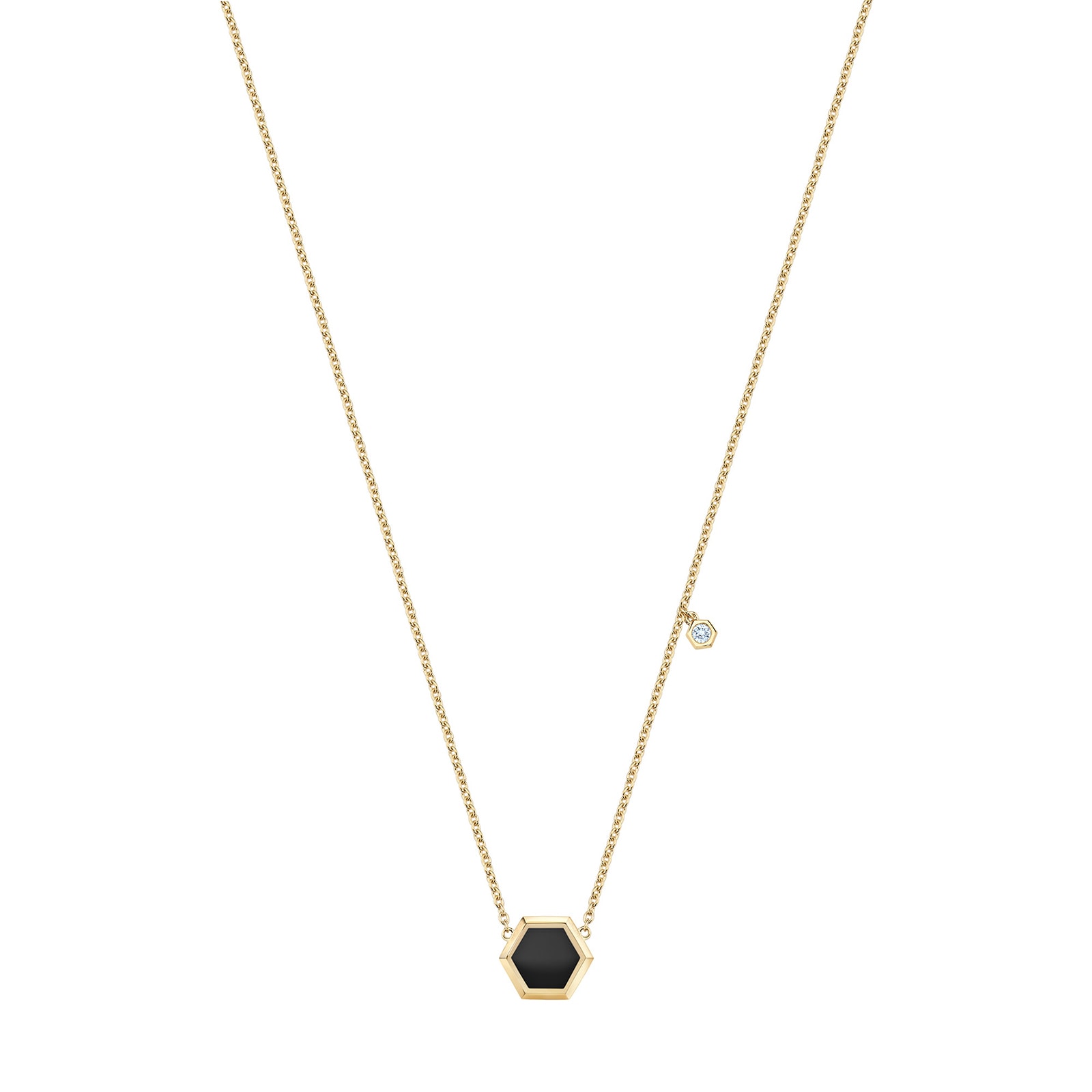 Bijoux Birks 18k Yellow Gold 0.03cttw Diamond and Black Onyx Bee Chic Pendant 18" Bijoux Birks 18k Yellow Gold 0.03cttw Diamond and Black Onyx Bee Chic Pendant 18"