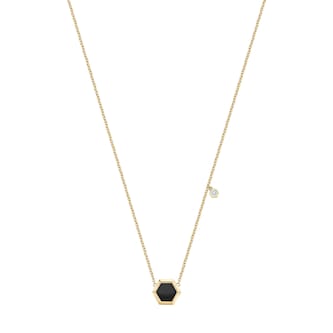 Bijoux Birks 18k Yellow Gold 0.03cttw Diamond and Black Onyx Bee Chic Pendant 18" Bijoux Birks 18k Yellow Gold 0.03cttw Diamond and Black Onyx Bee Chic Pendant 18"