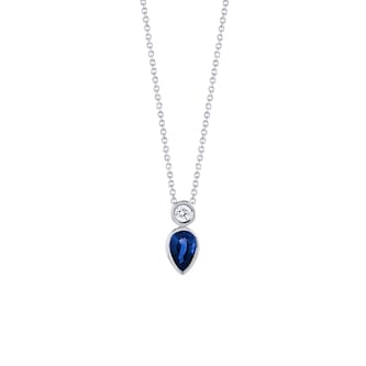 Bijoux Birks 18k White Gold 0.05cttw Diamond and 0.35cttw Sapphire Splash Pendant 18"