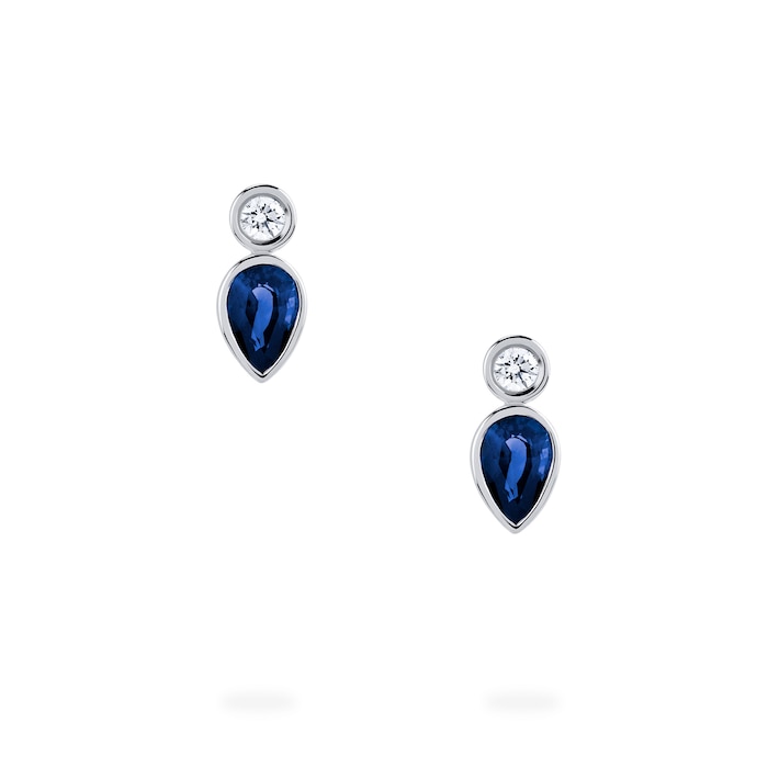 Bijoux Birks 18k White Gold 0.10cttw Diamond and 0.70cttw Sapphire Splash Stud Earrings