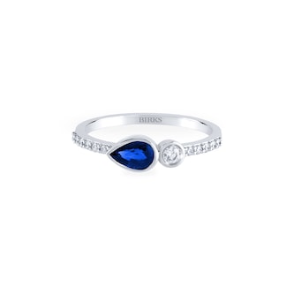 Bijoux Birks 18k White Gold 0.15cttw Diamond and 0.35cttw Sapphire Splash Ring Size 7