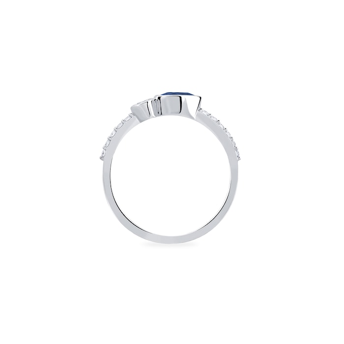 Bijoux Birks 18k White Gold 0.15cttw Diamond and 0.35cttw Sapphire Splash Ring Size 7