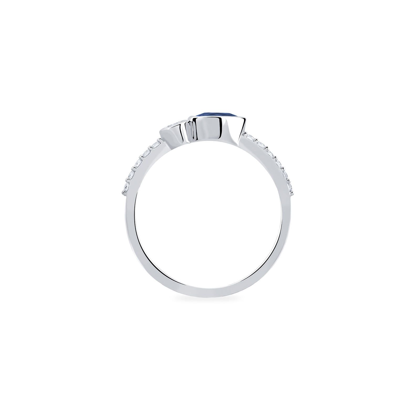 Bijoux Birks 18k White Gold 0.15cttw Diamond and 0.35cttw Sapphire Splash Ring Size 7