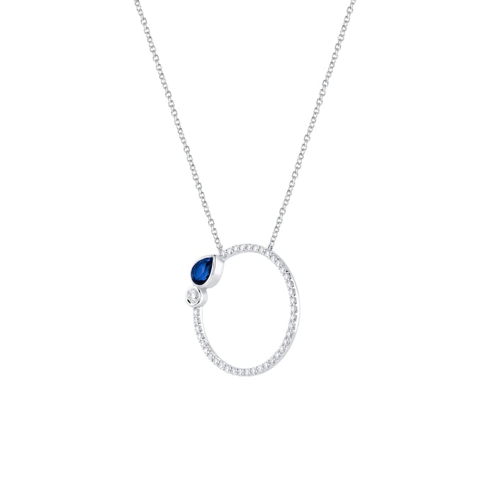 Bijoux Birks 18k White Gold 0.43cttw Diamond and 0.35cttw Sapphire Splash Pendant 18"